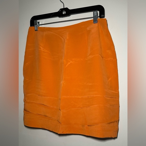 Hugo Buscati Silk Vibrant Orange Mini Skirt Size 10 - Picture 3 of 12